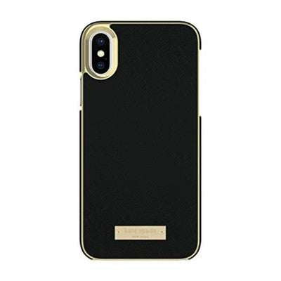 Kate Spade New York Wrap Case for Iphone Xs & Iphone X - Saffiano Black/Gold Logo Plate