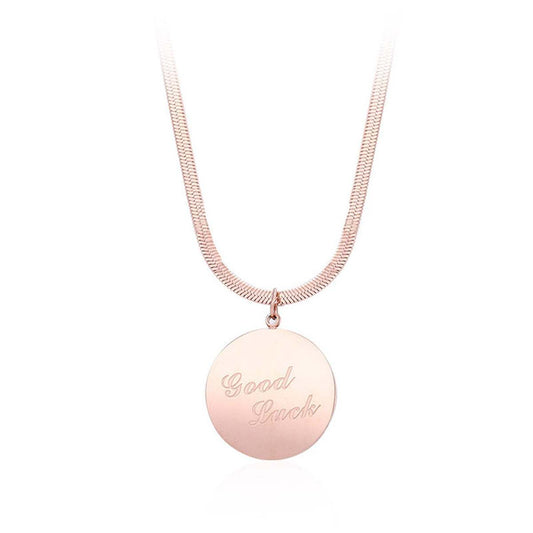 Rose Goldtone 'Good Luck' Snake-Chain Pendant Necklace