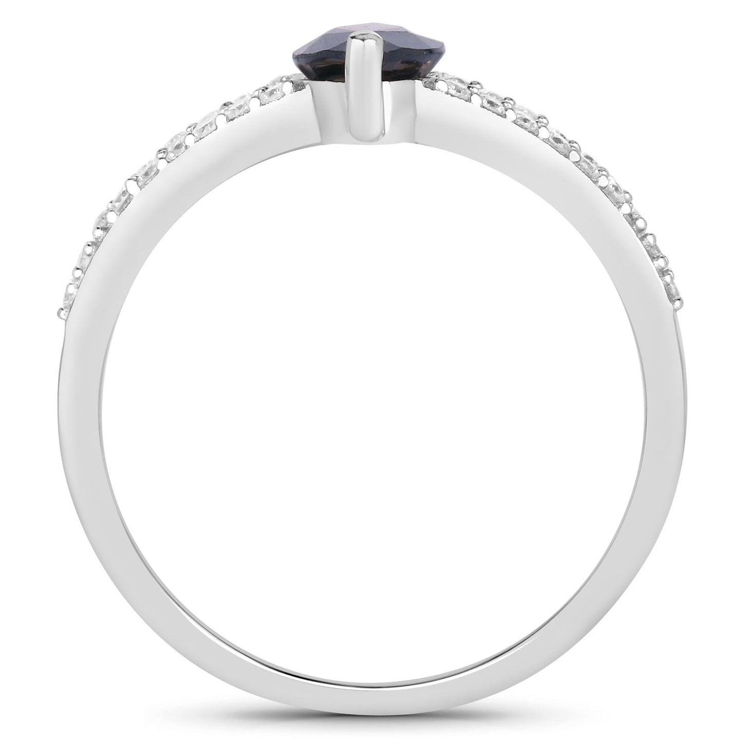 1.49ct Marquise Blue Sapphire and Diamond Prong 14K White Gold Split-Shank Band Engagement Ring