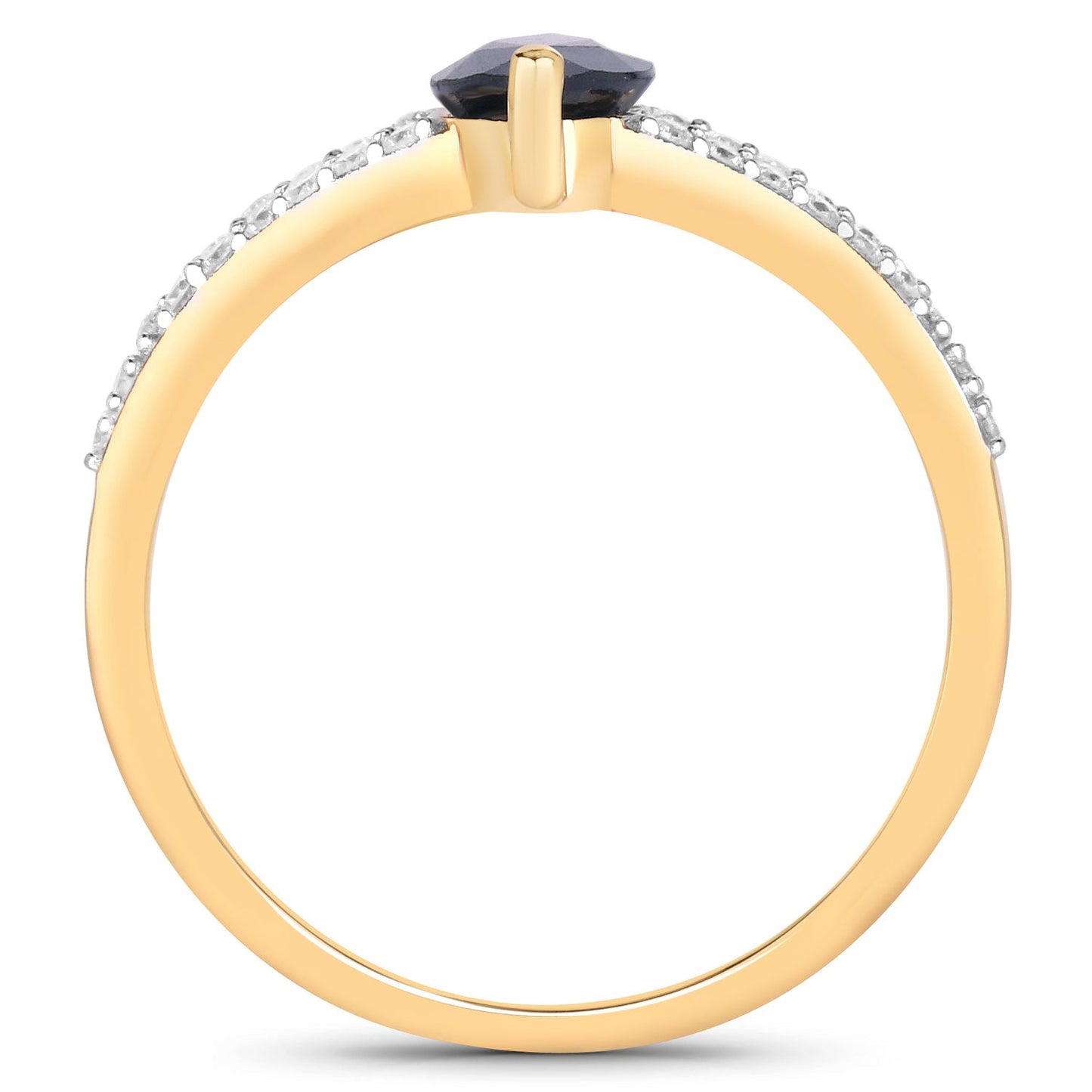1.50ct Marquise Blue Sapphire and Diamond Prong 14K Yellow Gold Split-Shank Band Engagement Ring