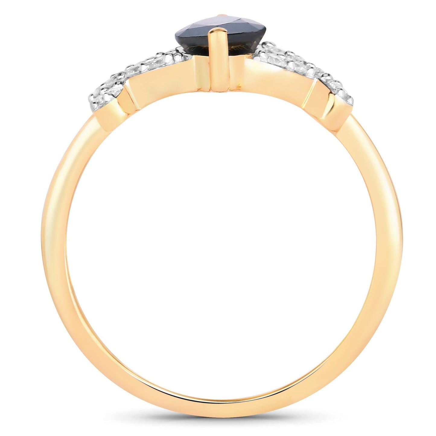 1.50ct Marquise Blue Sapphire and White Diamond Prong 14K Yellow Gold Criss-Cross Ring