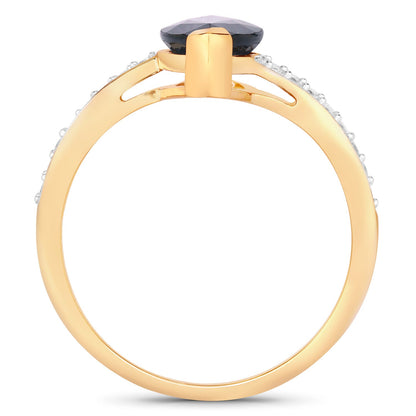 2.26ct Marquise Blue Sapphire and Diamond Prong 14K Yellow Gold Bypass Engagement Ring