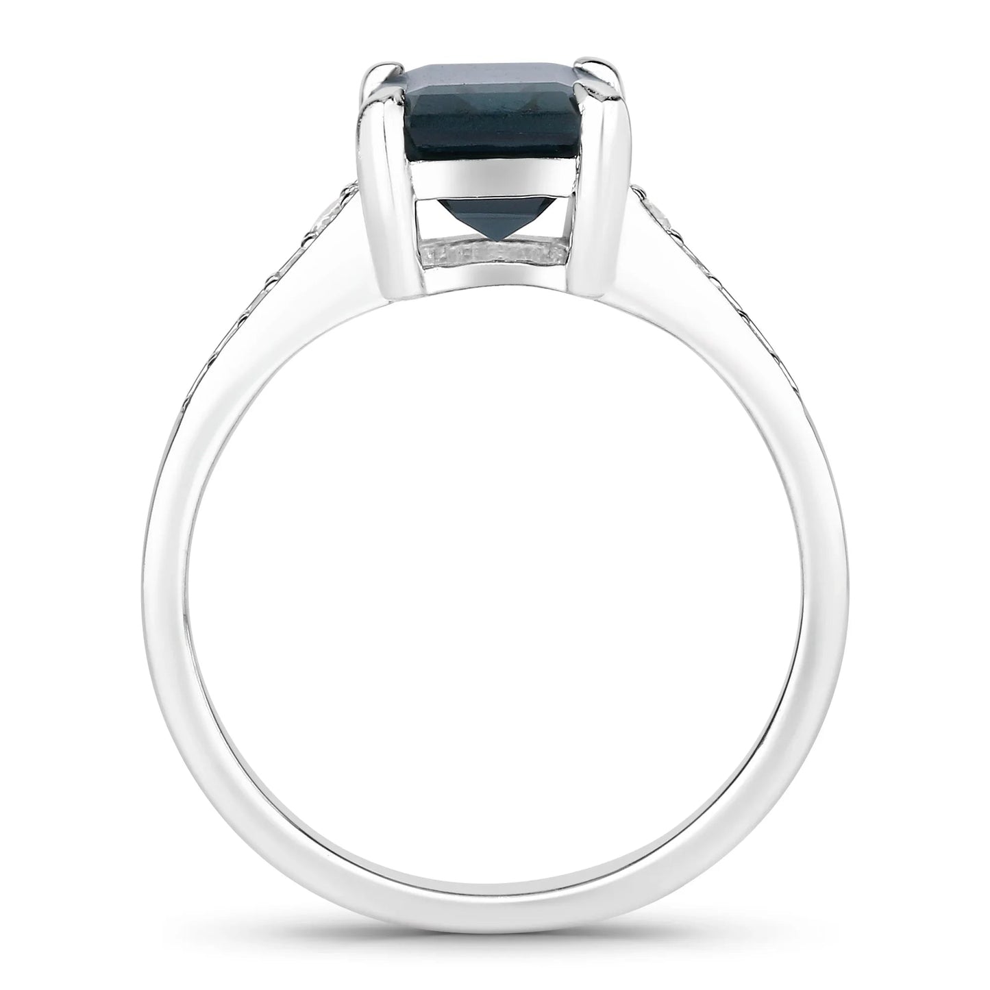 2.70 Ct Octagon London Blue Topaz Diamond Prong Silver Pave Bridge Ring