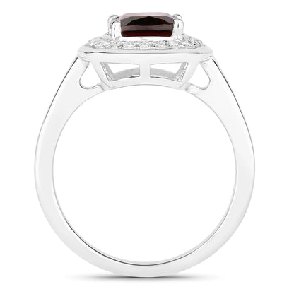 2.40 Ct Cushion Red Garnet Lab Diamond Prong Silver Halo Engagement Ring