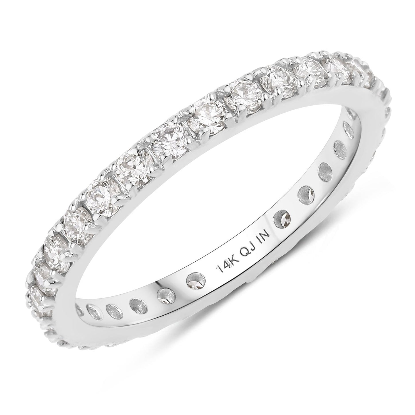 1 ct Round Lab Grown Diamond Prong 14K White Gold Eternity Band Ring