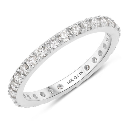 1 ct Round Lab Grown Diamond Prong 14K White Gold Eternity Band Ring
