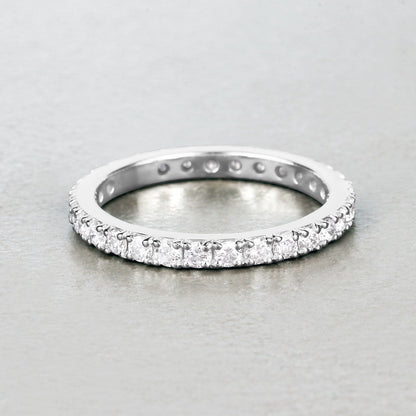 1 ct Round Lab Grown Diamond Prong 14K White Gold Eternity Band Ring