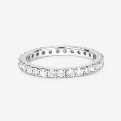 1 ct Round Lab Grown Diamond Prong 14K White Gold Eternity Band Ring