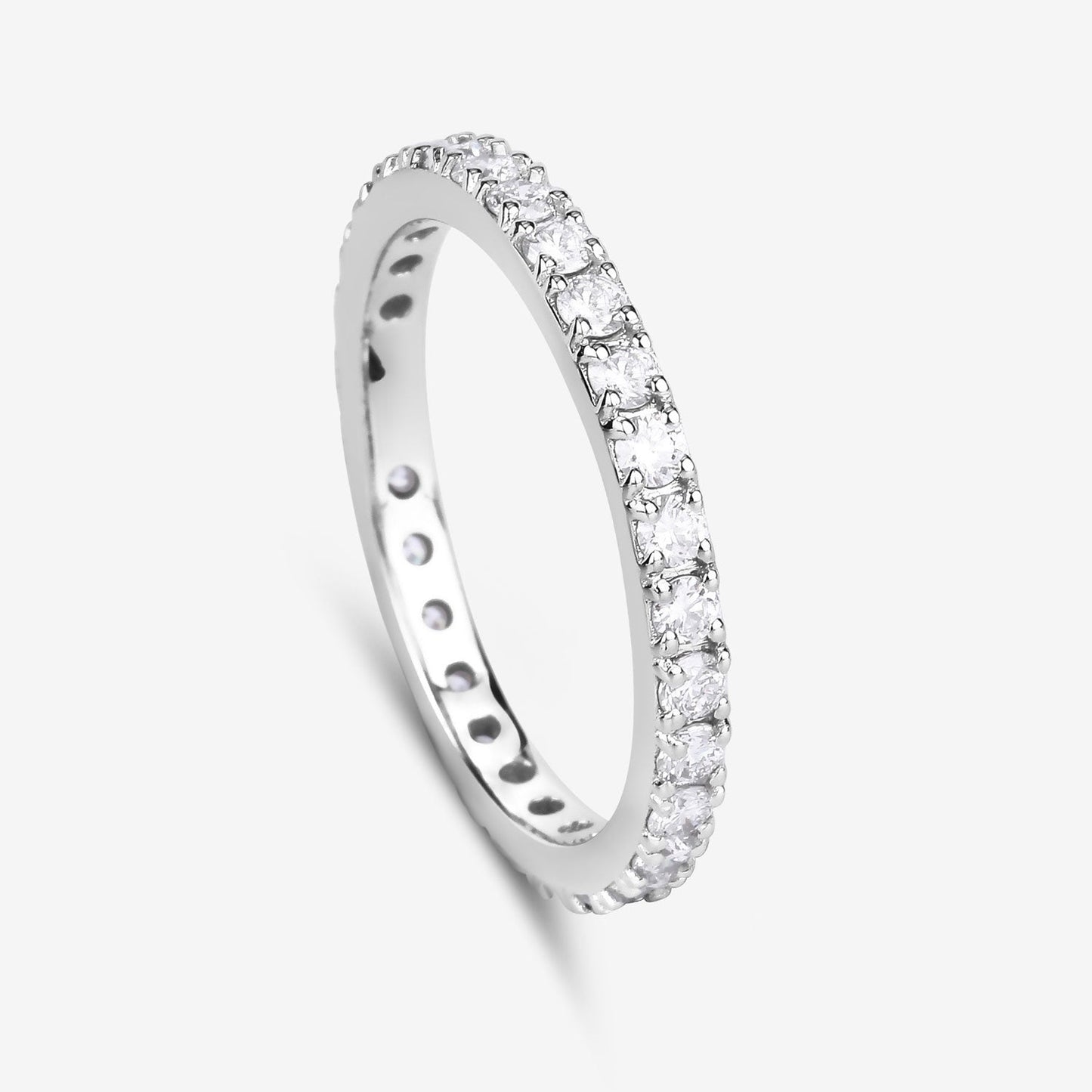 1 ct Round Lab Grown Diamond Prong 14K White Gold Eternity Band Ring