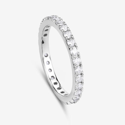 1 ct Round Lab Grown Diamond Prong 14K White Gold Eternity Band Ring