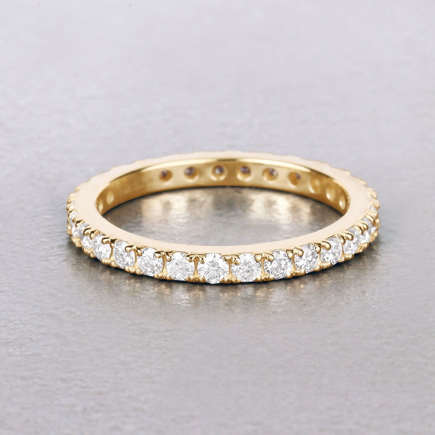 1 ct Round Lab Grown Diamond Prong 14K Yellow Gold Eternity Band Ring