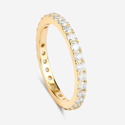 1 ct Round Lab Grown Diamond Prong 14K Yellow Gold Eternity Band Ring