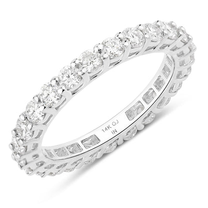 1.50ct Round Lab Grown Diamond Prong 14K White Gold Eternity Band Ring