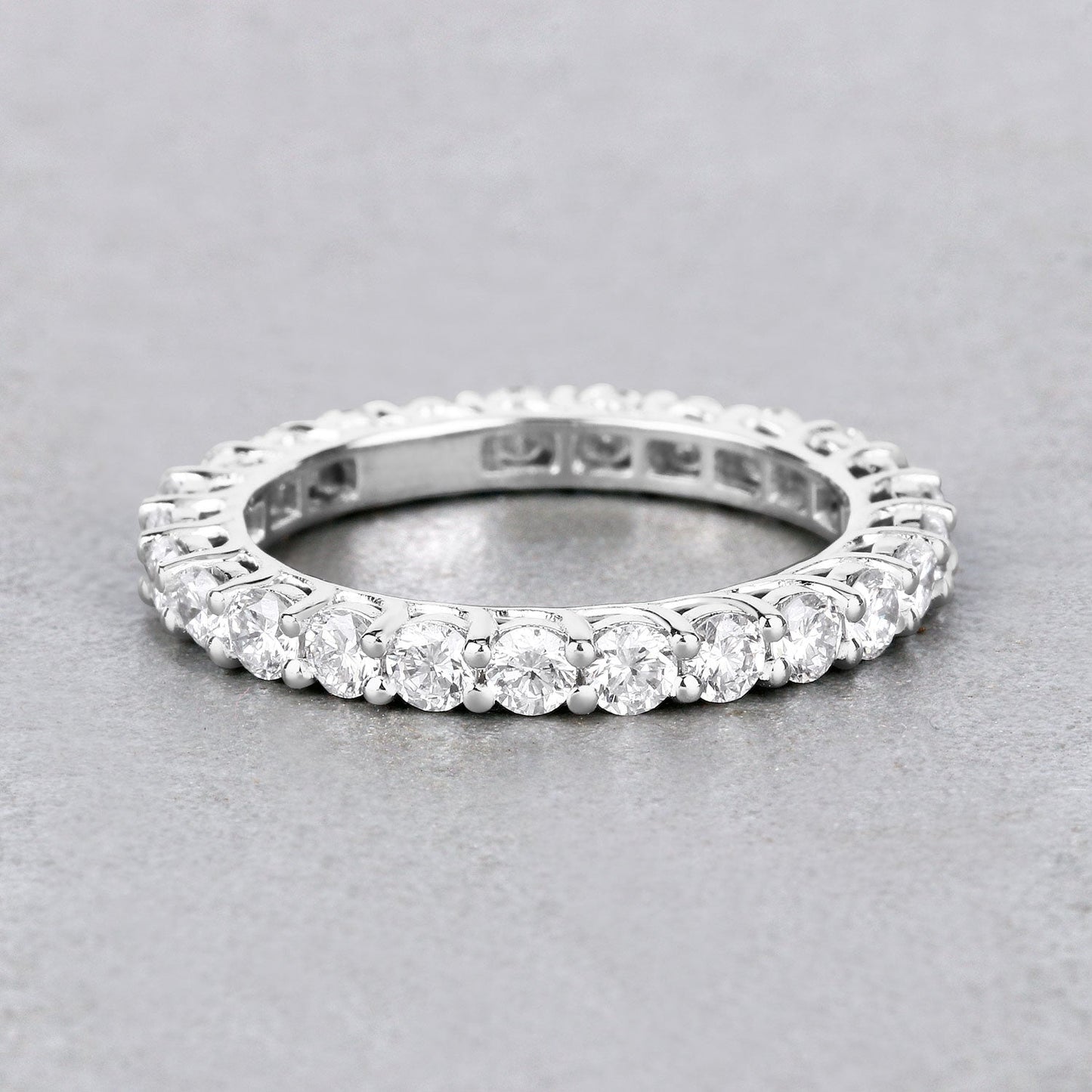 1.50ct Round Lab Grown Diamond Prong 14K White Gold Eternity Band Ring