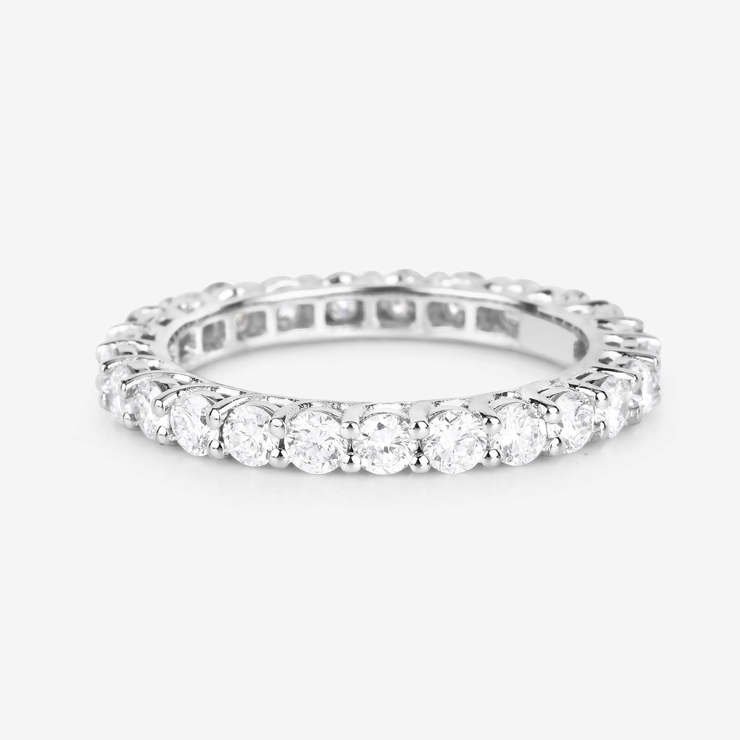 1.50ct Round Lab Grown Diamond Prong 14K White Gold Eternity Band Ring