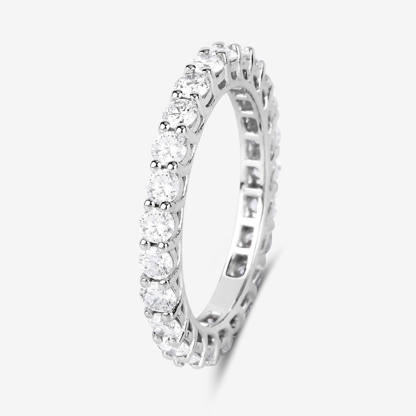 1.50ct Round Lab Grown Diamond Prong 14K White Gold Eternity Band Ring