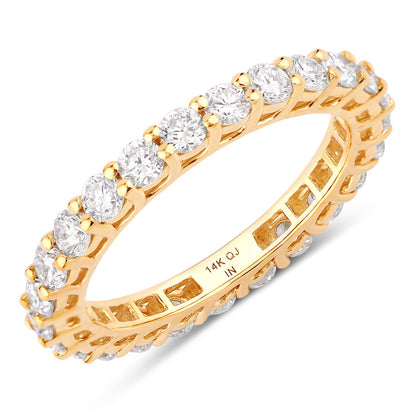 1.50ct Round Lab Grown Diamond Prong 14K Yellow Gold Eternity Band Ring