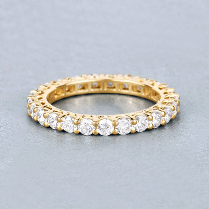1.50ct Round Lab Grown Diamond Prong 14K Yellow Gold Eternity Band Ring
