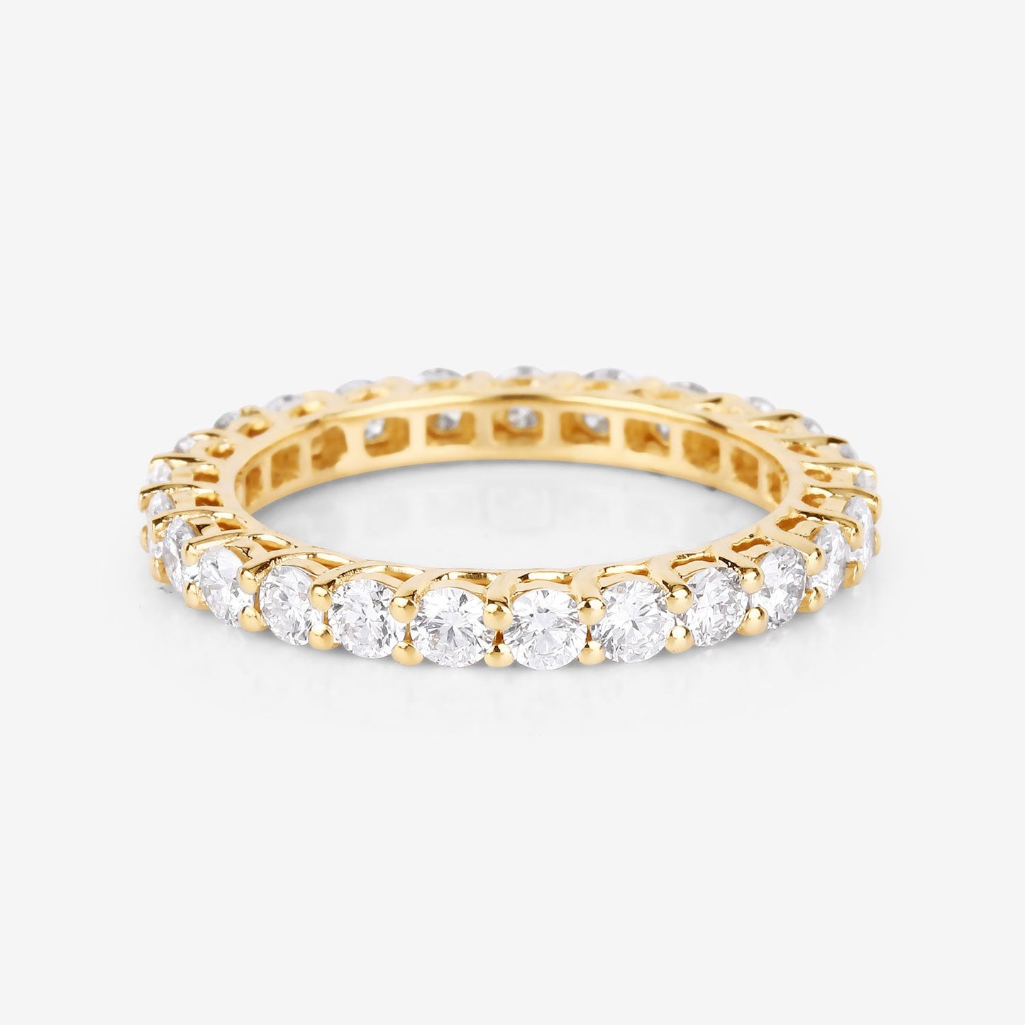 1.50ct Round Lab Grown Diamond Prong 14K Yellow Gold Eternity Band Ring