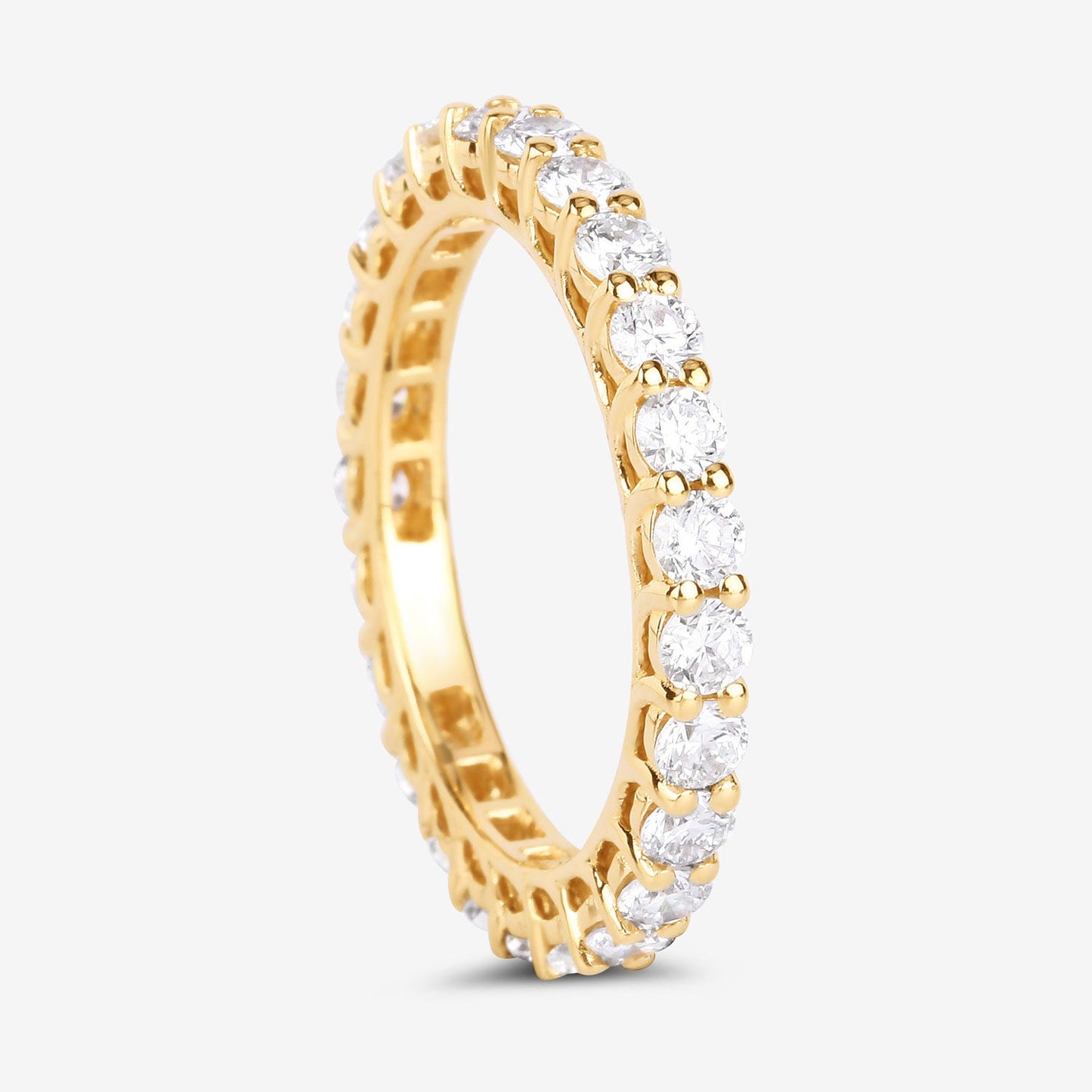 1.50ct Round Lab Grown Diamond Prong 14K Yellow Gold Eternity Band Ring