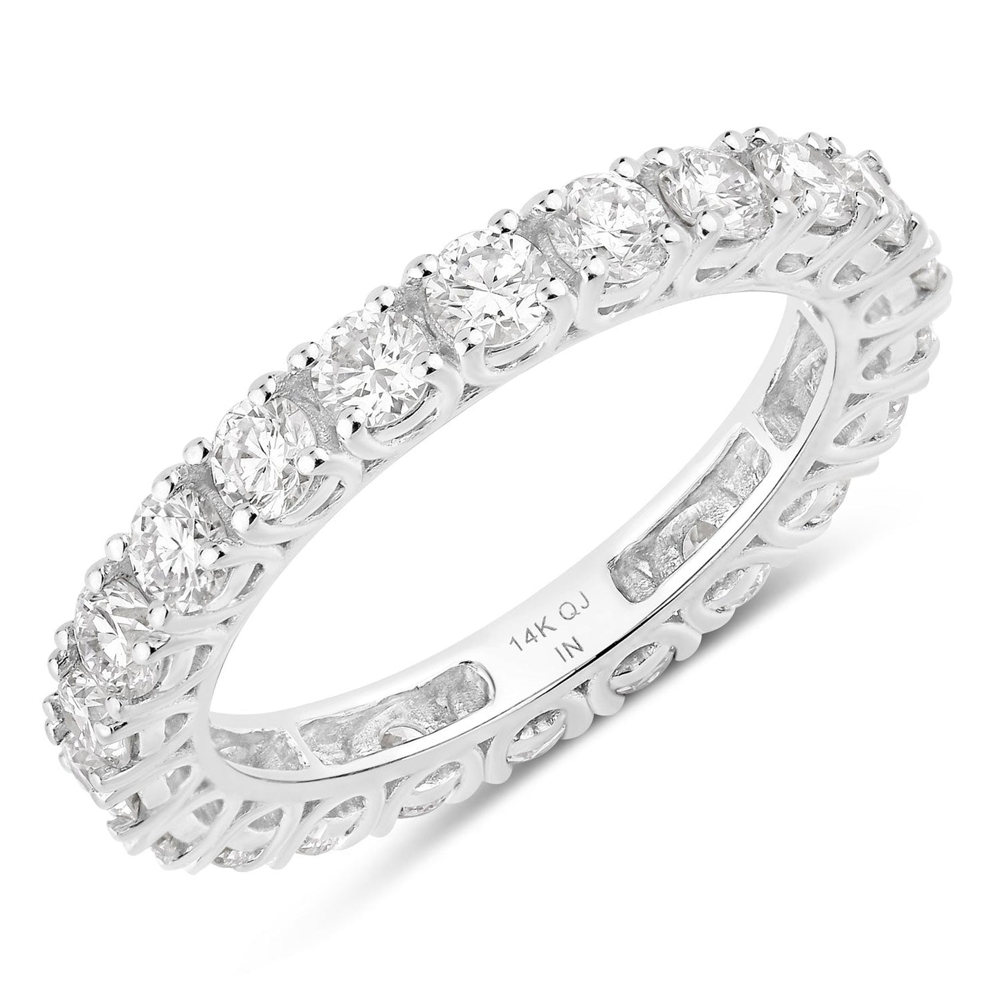 2 ct Round Lab Grown Diamond Prong 14K White Gold Eternity Band Ring