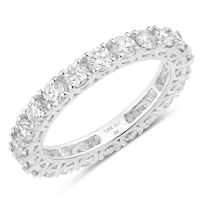 2 ct Round Lab Grown Diamond Prong 14K White Gold Eternity Band Ring