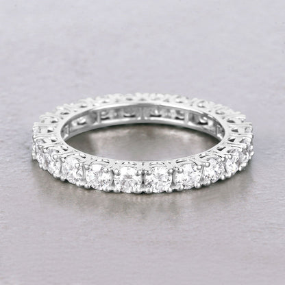 2 ct Round Lab Grown Diamond Prong 14K White Gold Eternity Band Ring