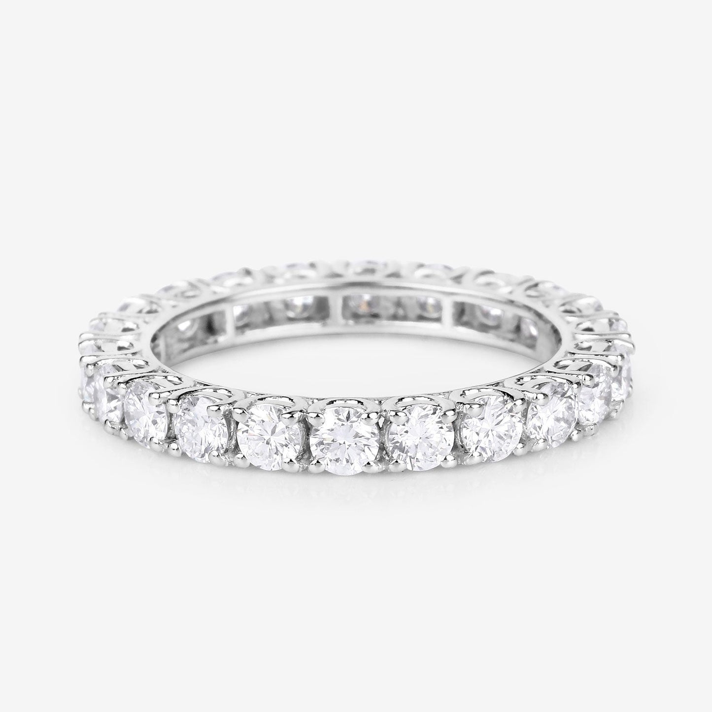 2 ct Round Lab Grown Diamond Prong 14K White Gold Eternity Band Ring