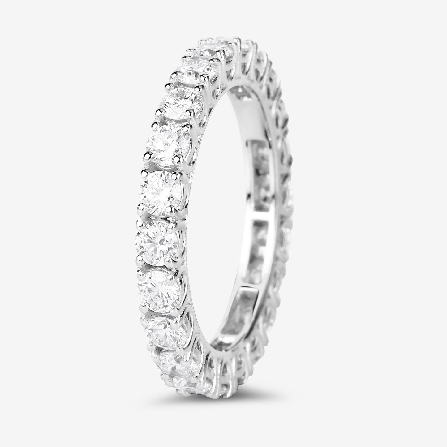 2 ct Round Lab Grown Diamond Prong 14K White Gold Eternity Band Ring