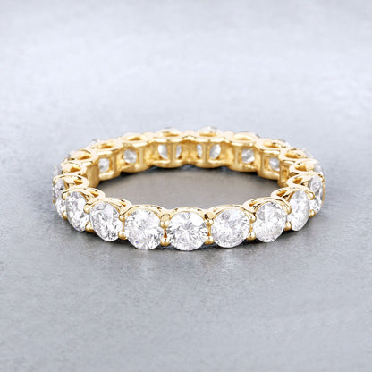 3 ct Round Lab Grown Diamond Prong 14K Yellow Gold Eternity Band Ring