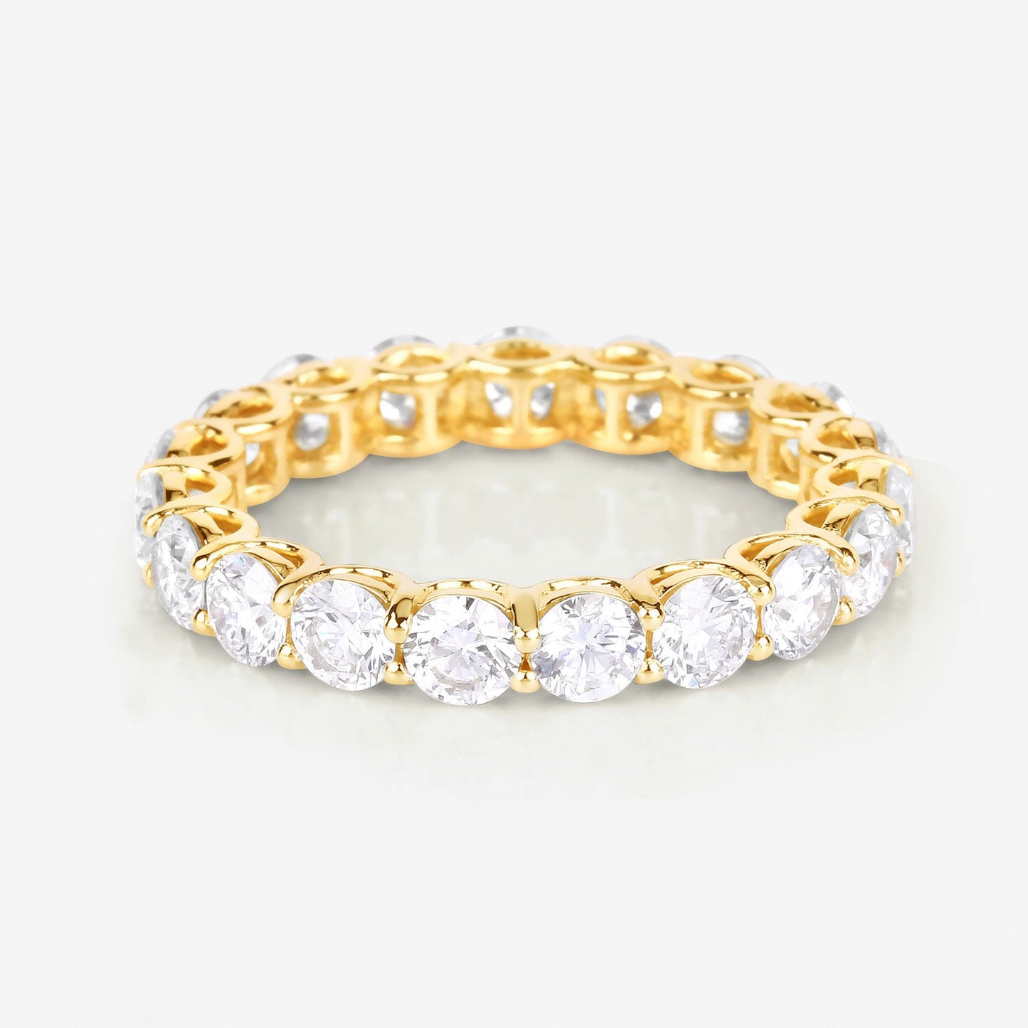 3 ct Round Lab Grown Diamond Prong 14K Yellow Gold Eternity Band Ring