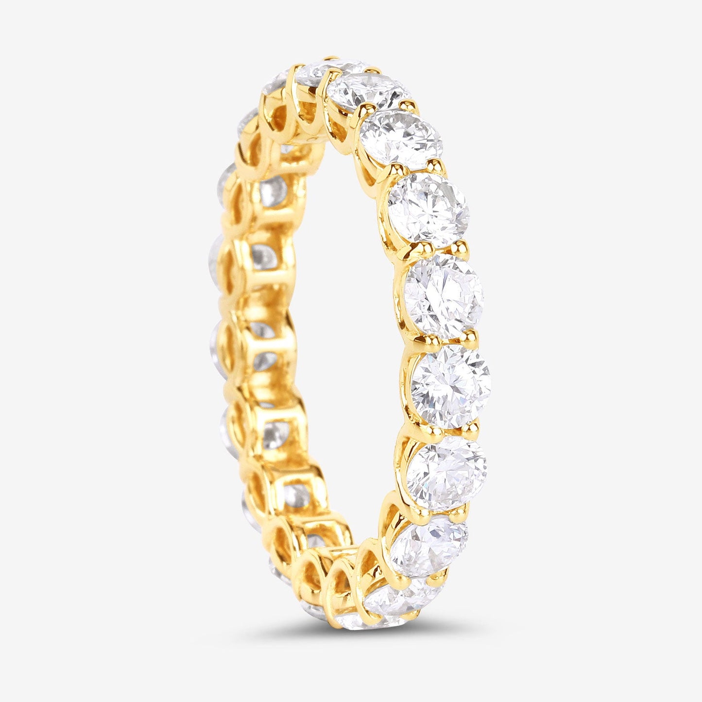 3 ct Round Lab Grown Diamond Prong 14K Yellow Gold Eternity Band Ring