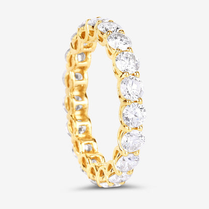 3 ct Round Lab Grown Diamond Prong 14K Yellow Gold Eternity Band Ring