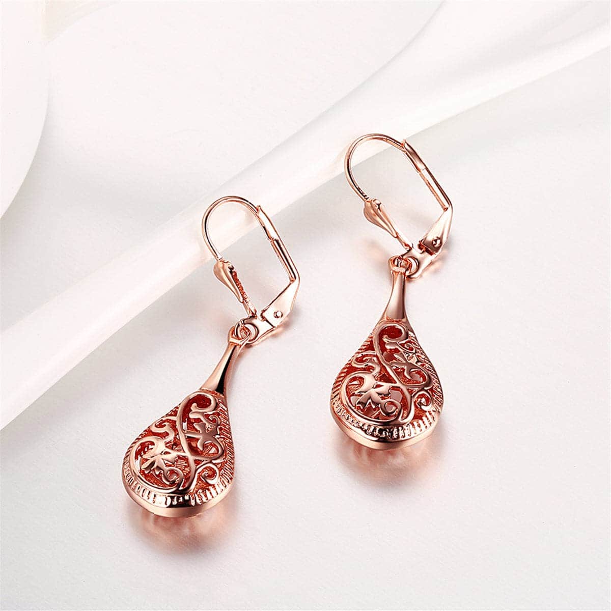 Rose Goldtone Long Drop Earrings