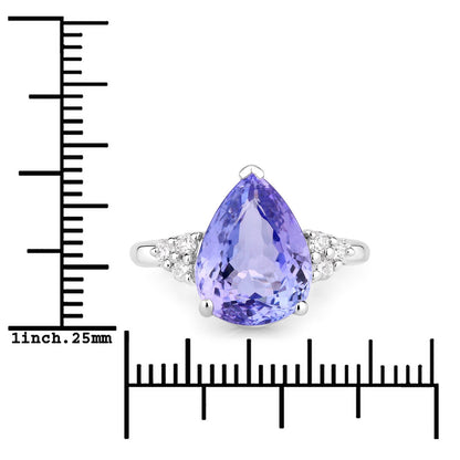 4.81 Cttw Pear Violet Tanzanite Lab Diamond Rhodium over Silver Cocktail Ring