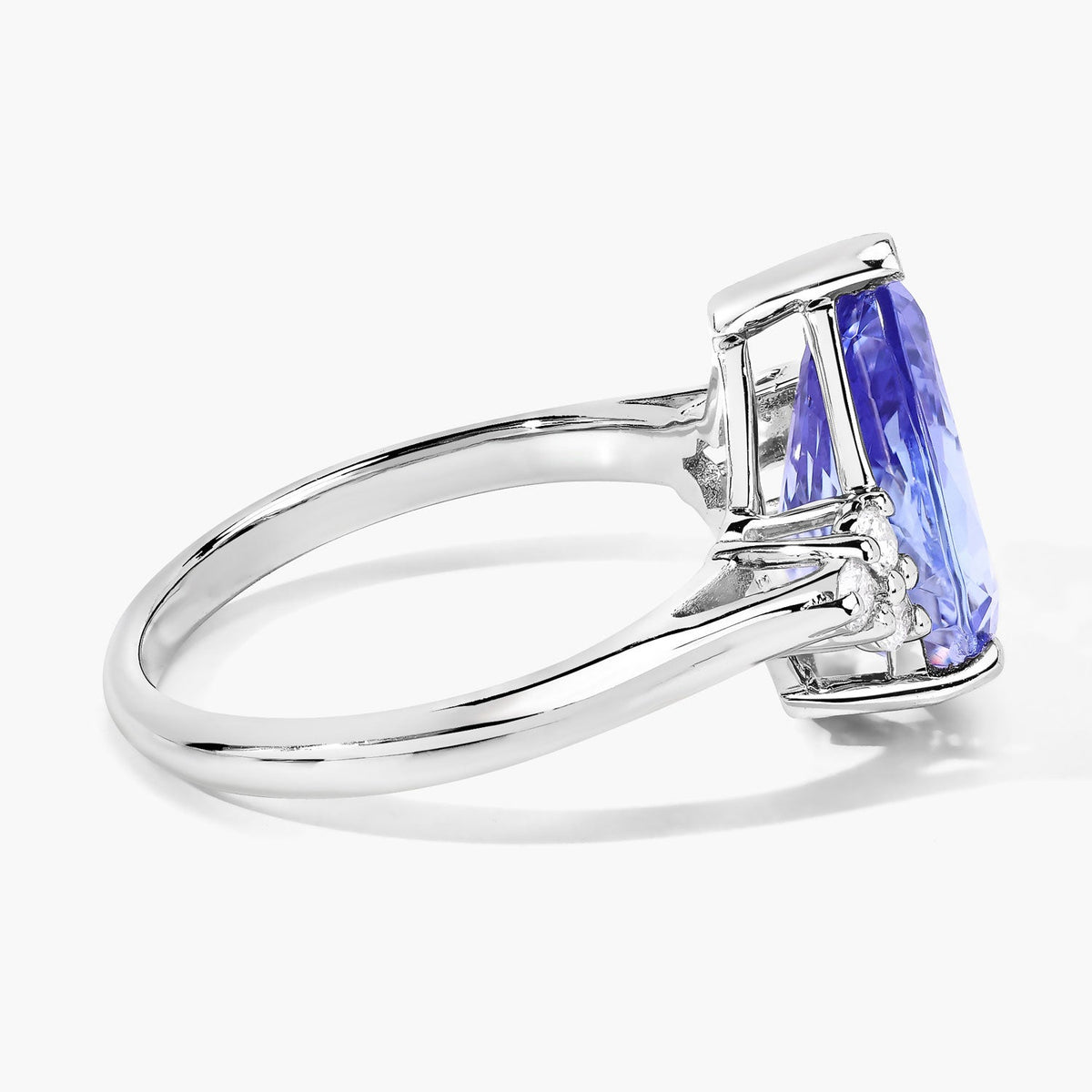 4.81 Cttw Pear Violet Tanzanite Lab Diamond Rhodium over Silver Cocktail Ring