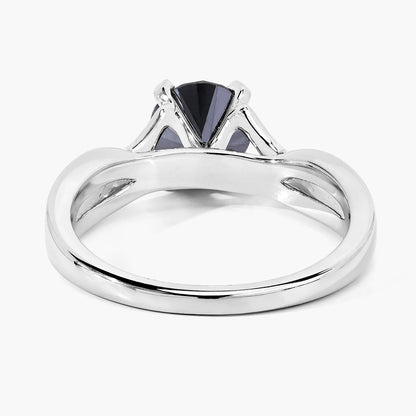 1.59 Cttw Round Black Diamond Rhodium over Silver Twist Solitaire Ring
