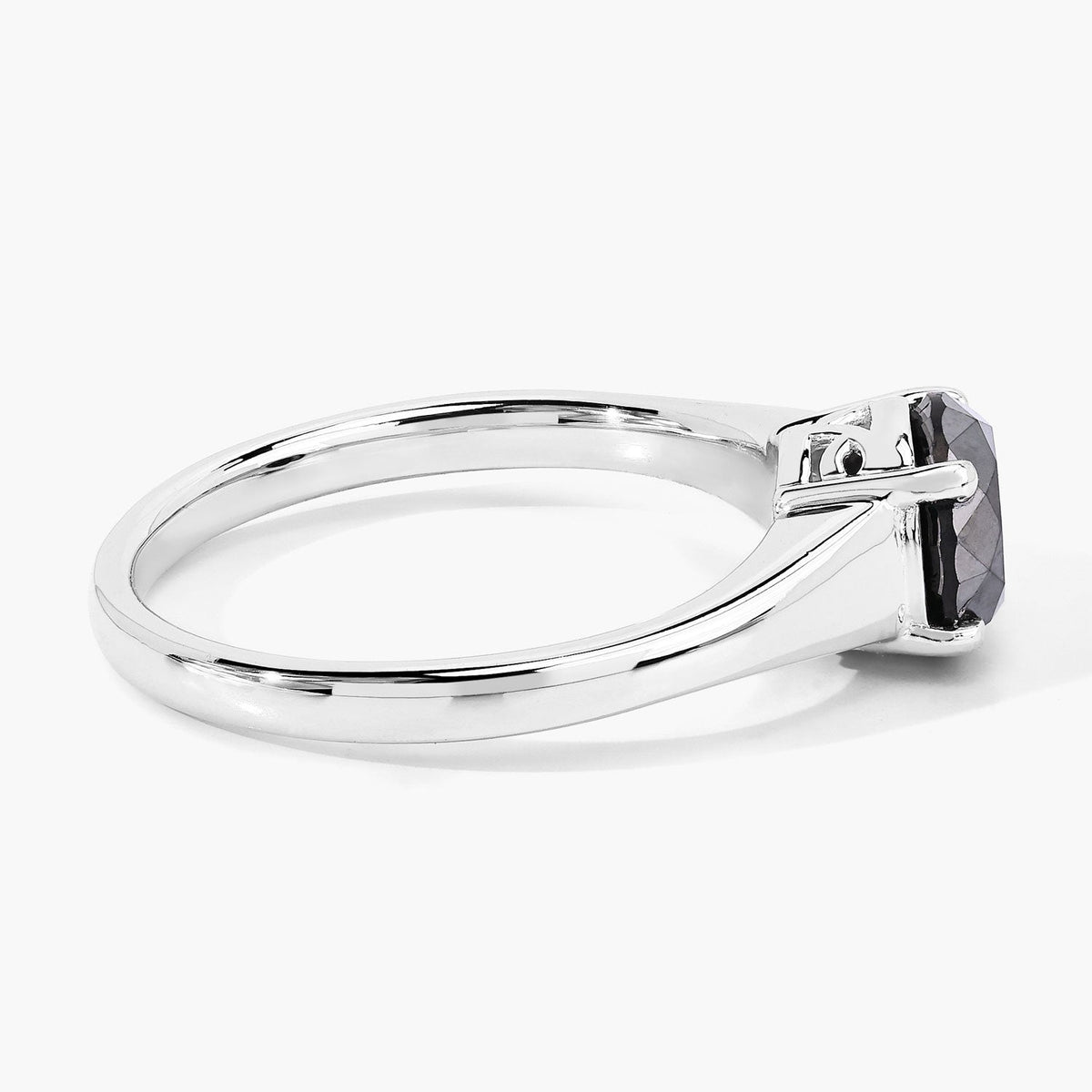 1.62 Cttw Round Black Diamond Rhodium over Silver Cathedral Solitaire Ring