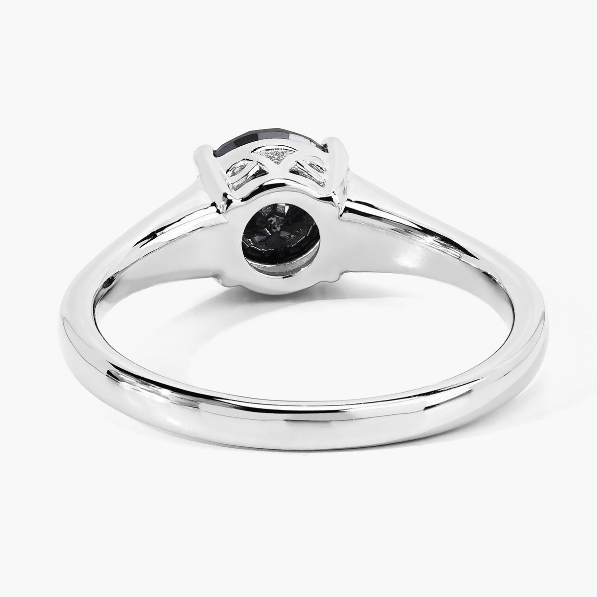 1.62 Cttw Round Black Diamond Rhodium over Silver Cathedral Solitaire Ring