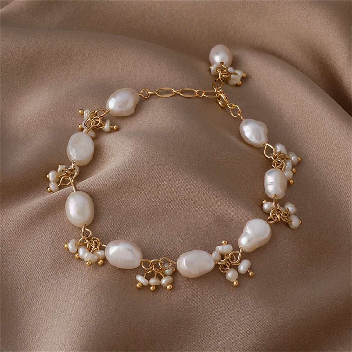 Pearl & Goldtone Botany Station Bracelet