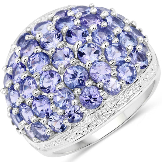 3.62 Cttw Round Violet Tanzanite Rhodium over Silver Cluster Ring