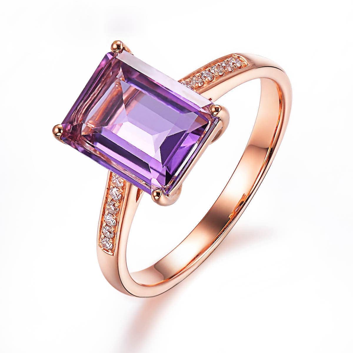 Purple Crystal & Cubic Zirconia Rose Goldtone Radiant-Cut Ring