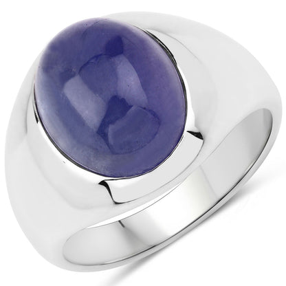 7.10 Cttw Oval Violet Tanzanite Bezel Rhodium over Sterling Silver Solitaire Ring