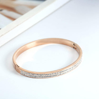 Cubic Zirconia & Rose Goldtone Bangle