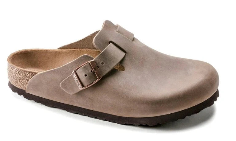 Birkenstock Boston Oiled Leather Mens Clogs — Tobacco Brown