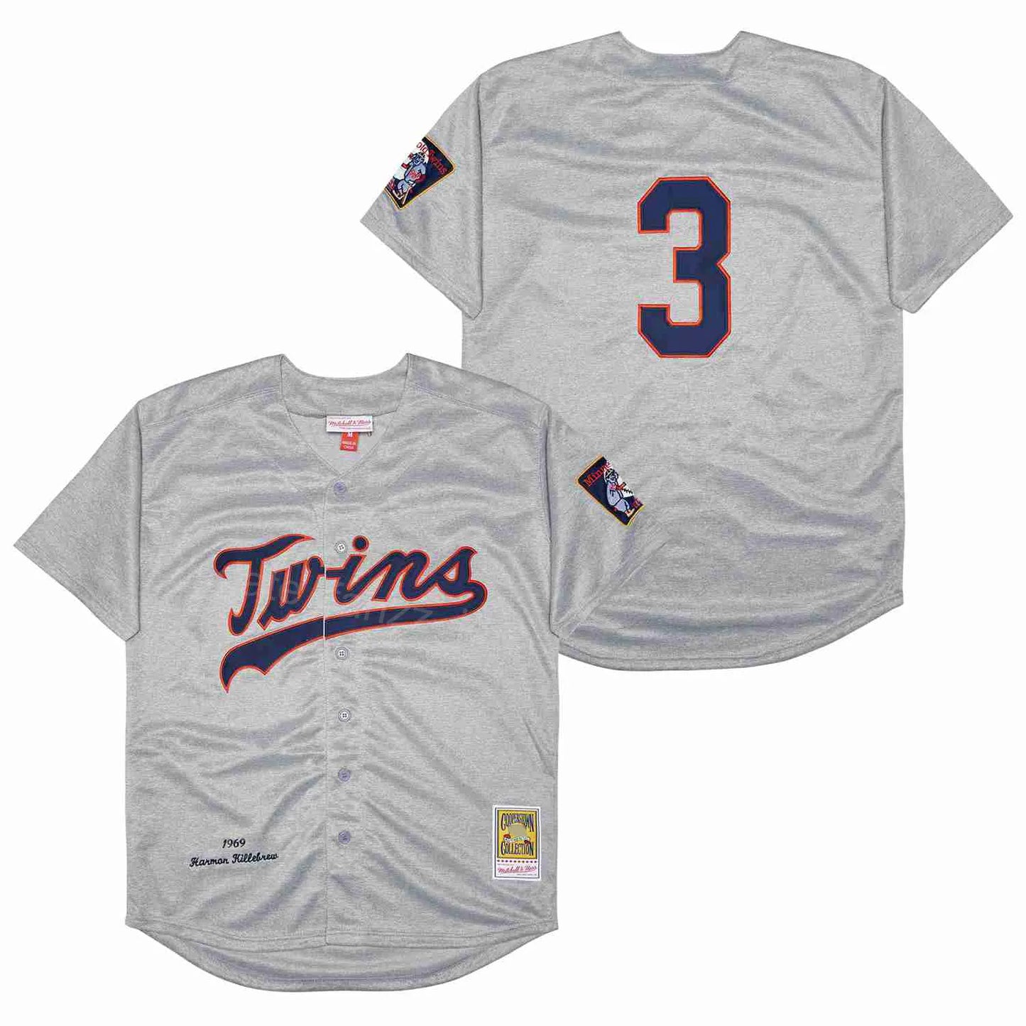Men's Mitchell & Ness MLB Grey Jersey Twins 1969 Harmon Killebrew