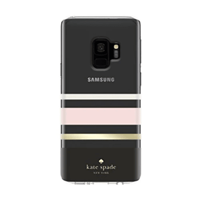 Kate Spade New York Protective Hardshell Case for Samsung Galaxy S9 - Multi Charlotte Stripe Black / Cream / Blush / Gold