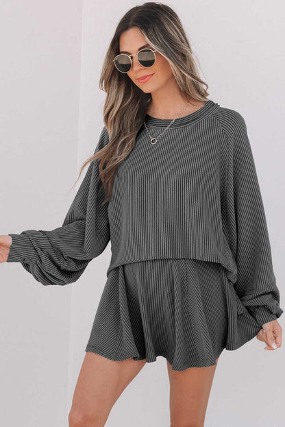 Scarlett Corded Lantern Sleeve Top - Sky Blue / XL - 16/18