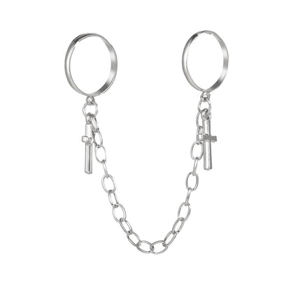 Silvertone Double-Finger Cross Ring