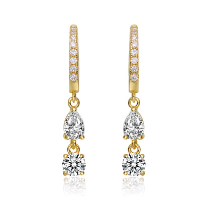 Two-Stone Dangle Huggie Earrings
